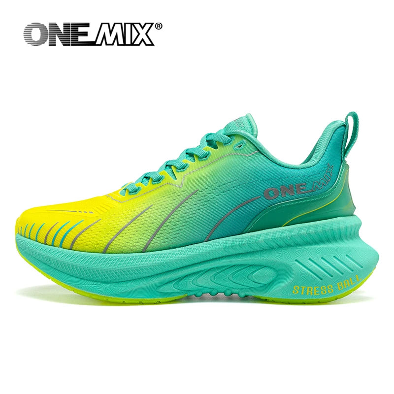 ONEMIX Nieuwe hardloopschoenen met demping voor heren, geschikt voor intensieve hardlopers, met veters, sportschoenen voor dames, antislip, outdoor, atletische herensneakers