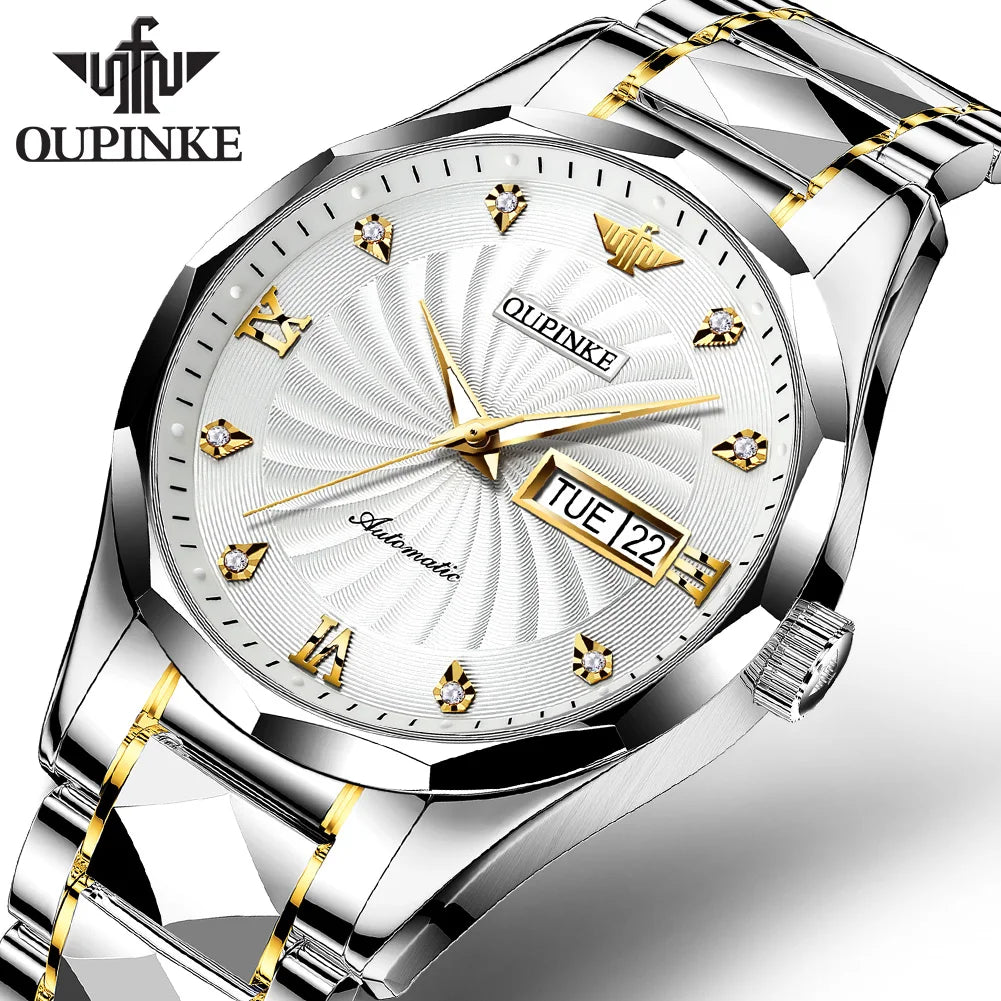 OUPINKE 3169 Japan Movement Men's Watch Classic Luxury Men's Watches Tungsten Steel Strap Man Wristwatch