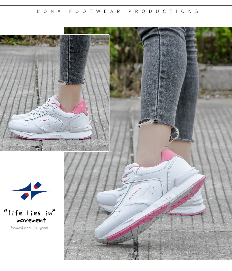BONA 2023 New Designers Brand Classics  Light Sneakers Women Fashion Running Shoes Casual Walking Footwear Ladies Comfort