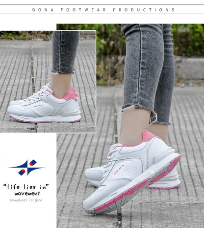 BONA 2023 New Designers Brand Classics  Light Sneakers Women Fashion Running Shoes Casual Walking Footwear Ladies Comfort