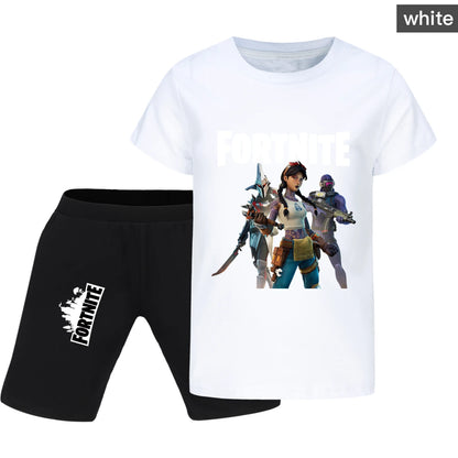Fortnite Summer Kids Cartoon T-shirts Shorts Two-piece Set Baby Boys Tracksuit Girls Outfits 505