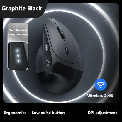 Ratón inalámbrico vertical Inphic X9 PRO con carga rápida Type-C, ergonómico y silencioso, para oficina, portátil, PC, ordenador y gaming