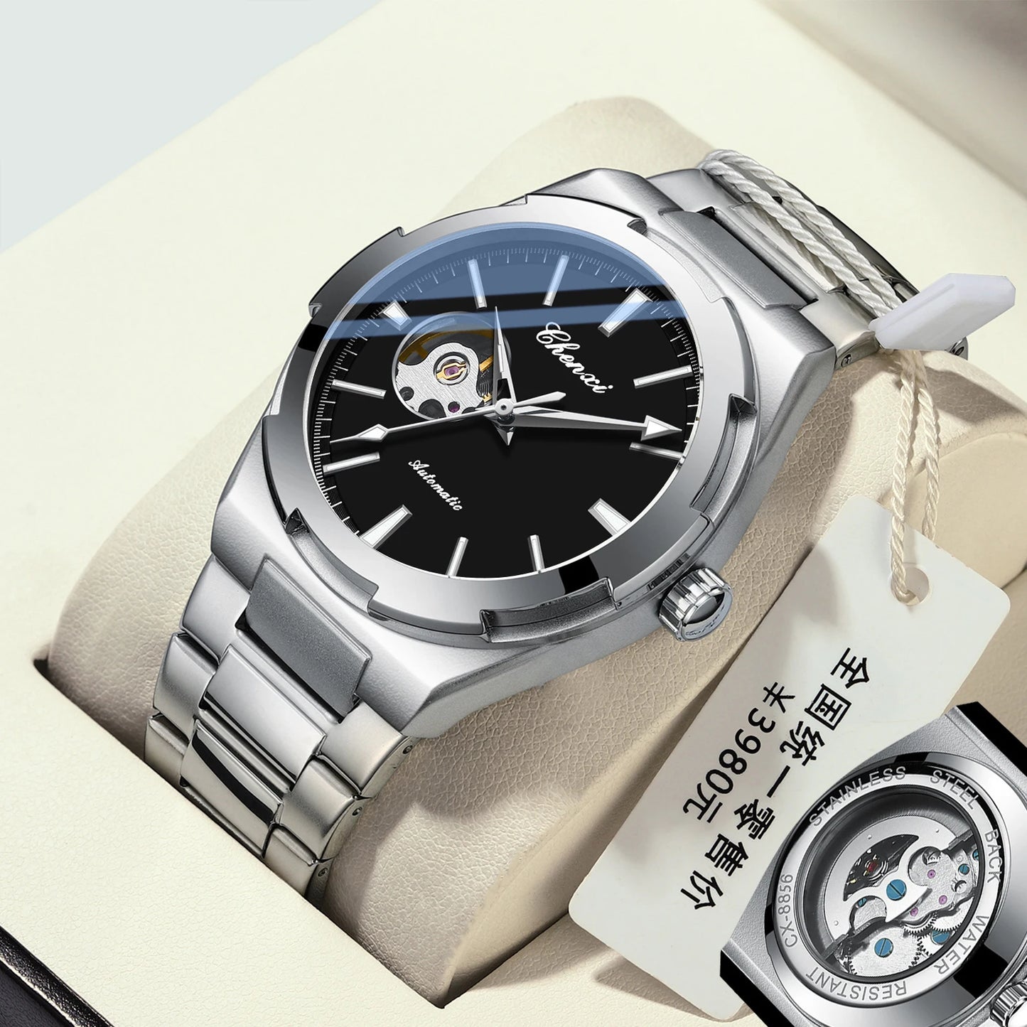 Men's Fully Automatic Mechanical New Trend Steel Strip Business Hollow Waterproof Male Fashion Wristwatches High End Gifts