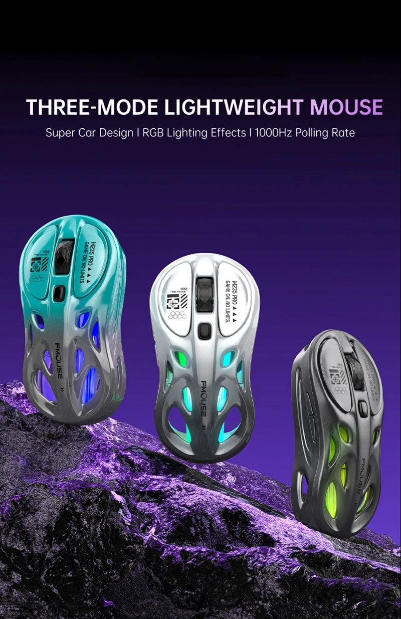 Kabellose 2.4G Tri-Mode RGB Gaming-Maus mit leichtem Hohl-Design, Chroma-Beleuchtung, kabelgebunden, Bluetooth, E-Sports-Maus-Controller