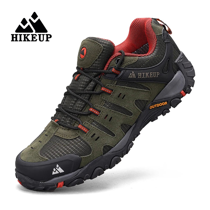HIKEUP Pánské turistické boty z semišové kůže Outdoorové boty Odolné proti opotřebení Pánské trekové boty Chůze Lov Taktické tenisky