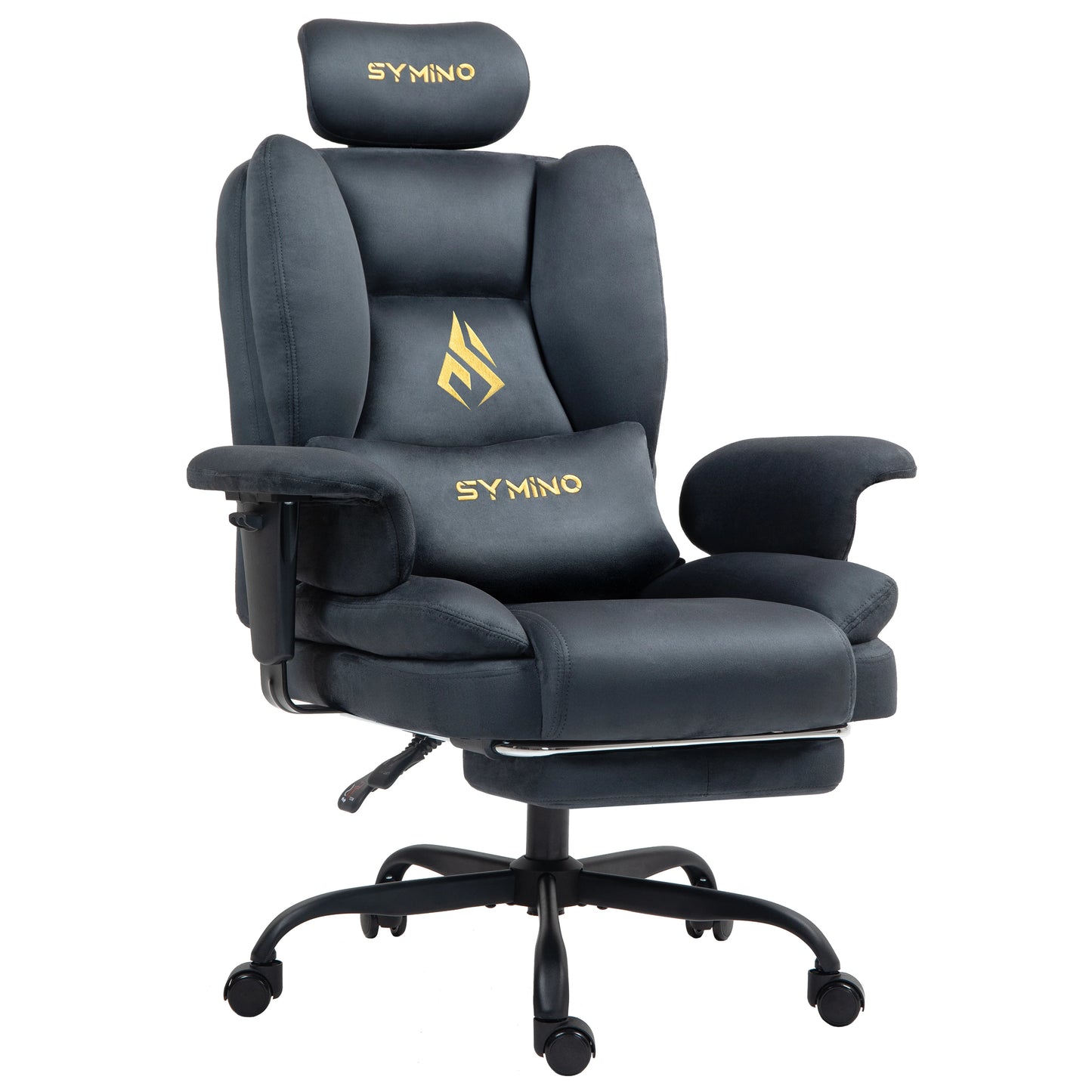 Symino Gaming Chair Faux Suede Office Chair with Footstool, Ergonomic Height Adjustable Swivel Chair, Comfortable Executive Chair for Gaming & Office