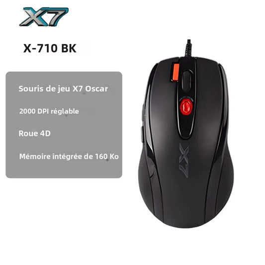 Mouse de gaming A4TECH X7 X-710BK Oscar, 2000DPI, 1000HZ, rotiță 4D, memorie onboard 160K, Oscar Mouse Editor, fără driver