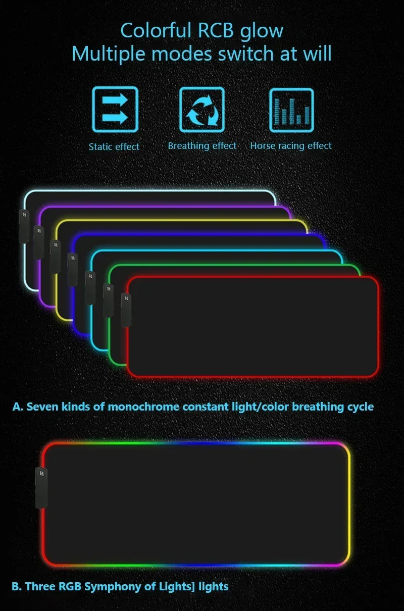 Gaming Call of Duty RGB Mouse Pad Office Large Size PC LED Glowing Keyboard Natural Rubber Anti-Slip Mice Mats Lock Edge Thicken