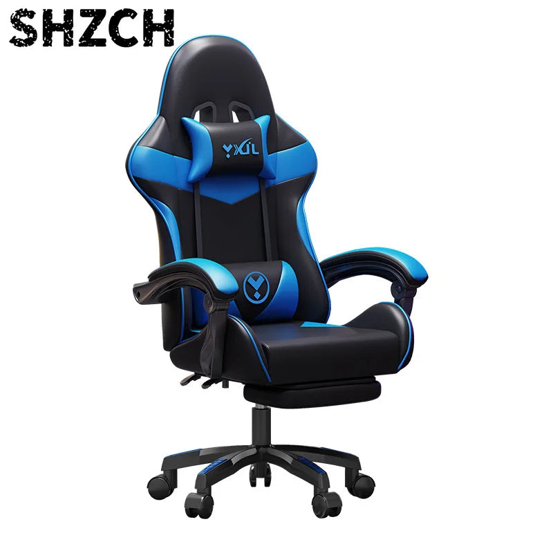 Chaise de jeu avec accoudoirs pivotants en cuir PU, chaise ergonomique avec 95–145 cm de hauteur °   Dossier réglable et pieds en nylon à cinq branches