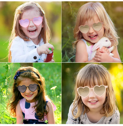 New Kids Cartoon Heart Sunflower Fruit Rabbit Ears Sunglasses Girls Boy Children Outdoor Round Polarized UV400 Sun Glasses