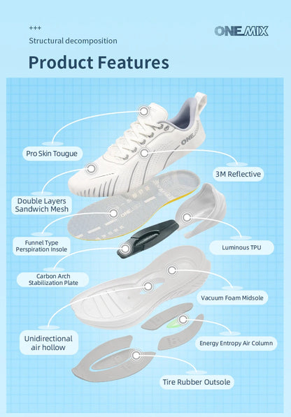 ONEMIX New Top Cushioning Running Shoes for Men Athletic Training Sport Shoes Outdoor Non-Slip Wear-Resistant Sneakers for Men