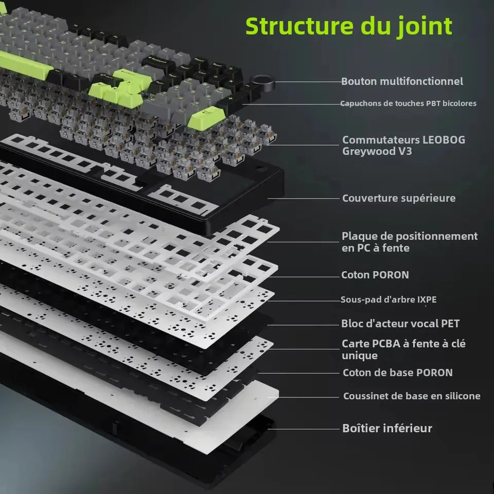 AULA F99PRO Gaming Mechanical Keyboard 99 Key Three Mode Wireless Hot Swappable Gasket Structure Custom Keyboard with Media Knob