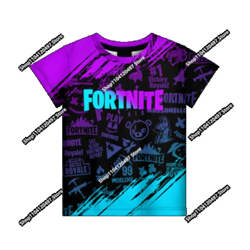T-shirt Fortnite 2026 para rapaz, verão, anime, gaming, T-shirt para todos, camisola gira, T-shirt básica Battle Gamer, manga curta para homem