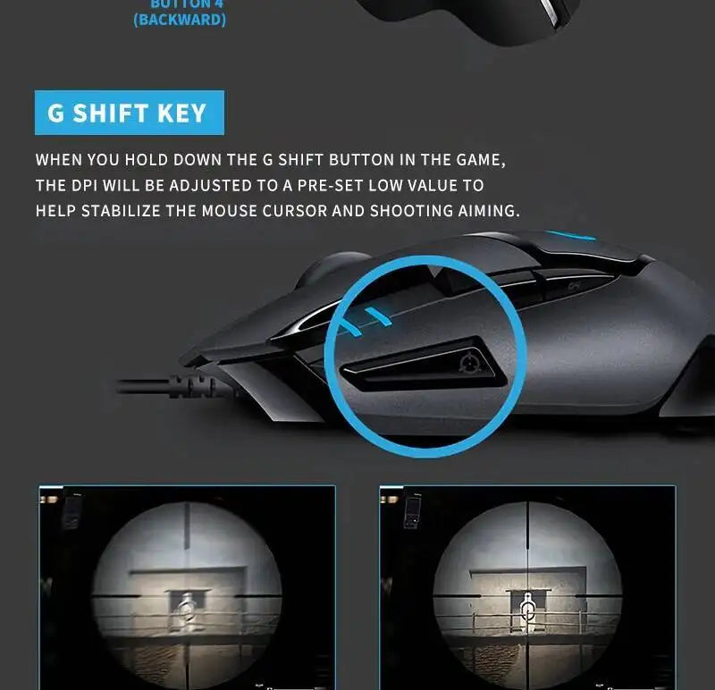 Laidinė žaidimų pelė Logitech G402, 32 bitų ARM procesorius, 8 mygtukai, 500 IPS, neslystanti – visos dienos žaidimų ir darbo sesijoms