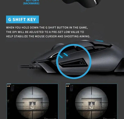 Laidinė žaidimų pelė Logitech G402, 32 bitų ARM procesorius, 8 mygtukai, 500 IPS, neslystanti – visos dienos žaidimų ir darbo sesijoms