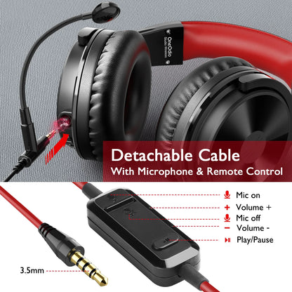 OneOdio Pro-M kabellose Gaming-Kopfhörer Bluetooth 5.2 HiFi-Stereo-Headset 110H Akkulaufzeit mit Mikrofon, tiefer Bass, faltbare Over-Ear-Kopfhörer