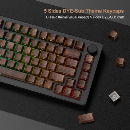 Wood Grain, Side Engraved Translucent Cherry Keycap PBT 126 Keys, Customized for 60/84/98/108 Mechanical Keyboard