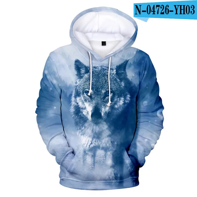 Cool Space Galaxy Wolf Hoodie Hoodies Men Bright Wolf Fashion Handsome Wolf Hoodies Spring Autumn Pullovers Sweatshirts Sweat