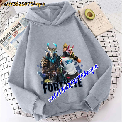 FORTNITED Children Long-sleeved Girls Boy Streetwear Boys Baby Hoodies Pullover Sweatshirt  Anime Fashion Kid Clothing Tops Gift