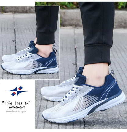 BONA – Pantofi sport pentru bărbați, model popular, cu parte superioară din plasă țesută, pentru alergare, jogging și plimbare, cu șireturi