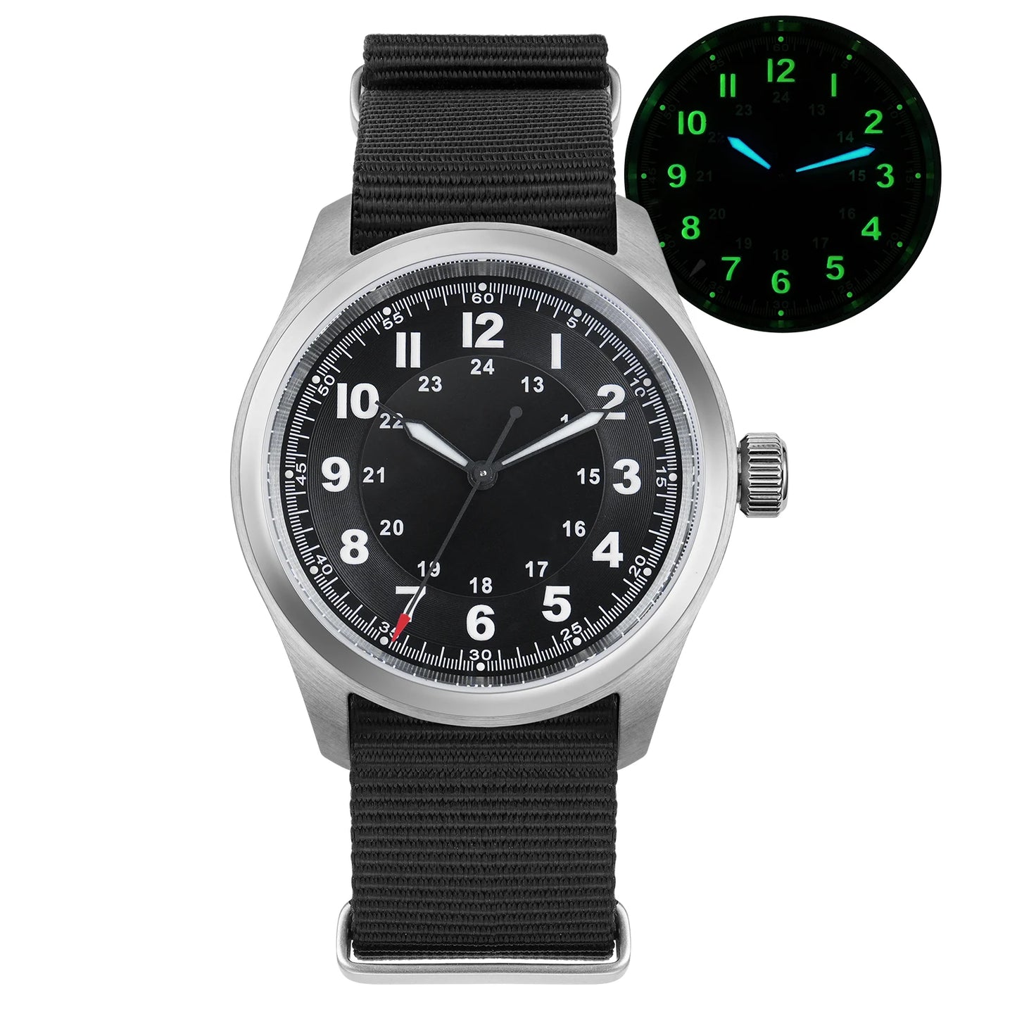 Militado ML08 Quartz Watch VH31 Movement Double Domed Sapphire Crystal Wristwatch Super C3 Green Luminous 38mm Vintage Watches