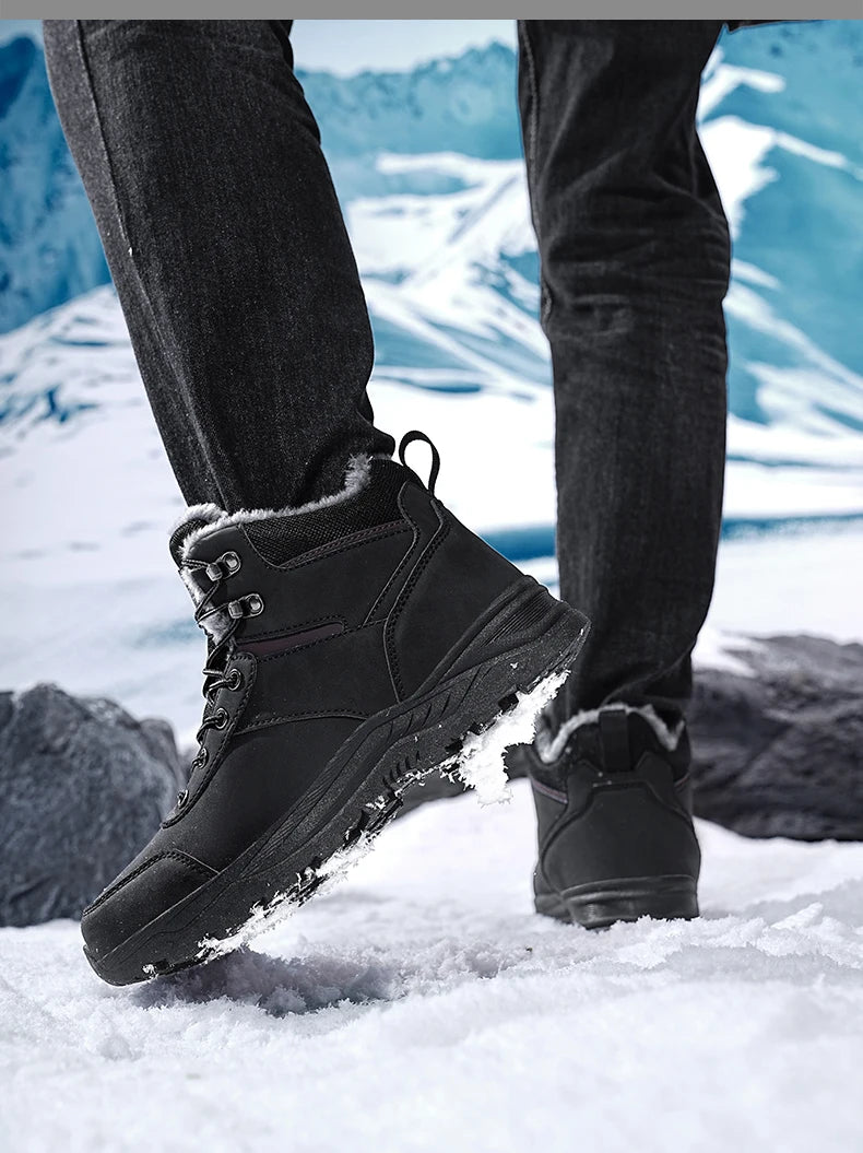 Herrenstiefel Neue Winterschuhe Warme Herrenschuhe Wasserdicht Rutschfest Plüsch-Sneaker Herren-Tennisschuhe Stiefel Herren-Sneaker Winter