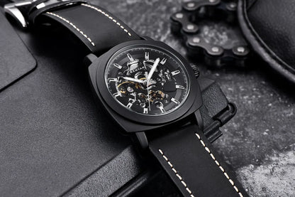 BENYAR Watch for Men Luxury Skeleton Tourbillon Automatic Mechanical Men's Watch 30M Waterproof Leather Strap Sports Reloj Hombre