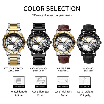 AKDPN Men's Watches Automatic Mechanical Stainless Steel Men's Wrist Watch Skeleton Automatic Watches for Man Watch Montre Homme