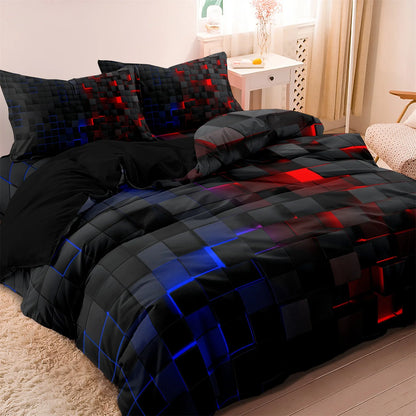 3pcs Luxurious Geometric Grid Plaid Print Soft Comfortable Duvet Cover Bedding Set Included 1*Duvet Cover & 2*Pillowcases