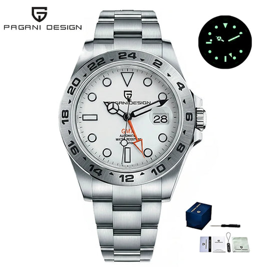 Relógio de mergulho masculino Pagani Design 2026 novo, 42mm, safira, mecânico automático GMT, impermeável 100m PD1682