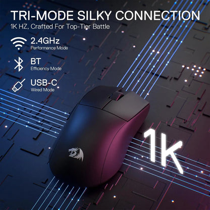 Redragon M916 STD 3-Mode Wireless Gaming Mouse, 49G Ultra-Light Gaming Mouse, 24K DPI Wireless Gaming Mouse, Ergonomic RGB Gaming Mouse for PC & Laptop