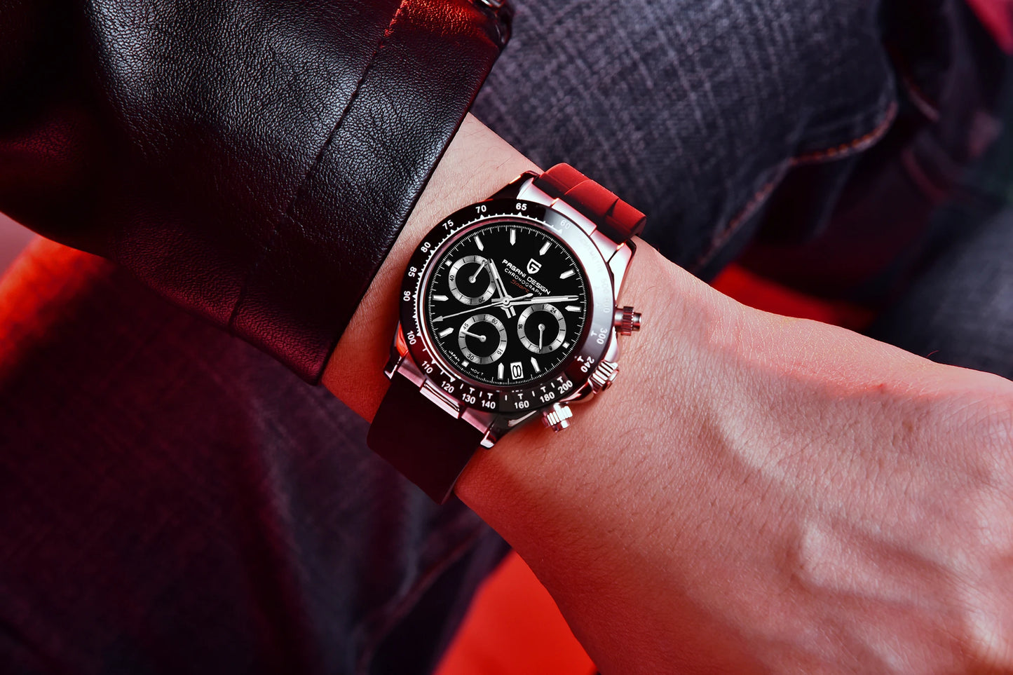 PAGANI DESIGN 1664 Luxury Automatic Mechanical Men's Watch VK63 movement AR Sapphire Crystal Rubber 100m Waterproof Men's Watch