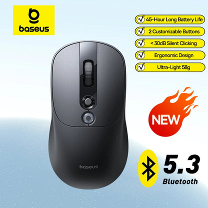 【NOVO】Baseus EM2 ergonomski bežični miš Bluetooth 5.3 2.4G, Type-C punjenje, ultra lagan, tih, s prilagodljivim tipkama