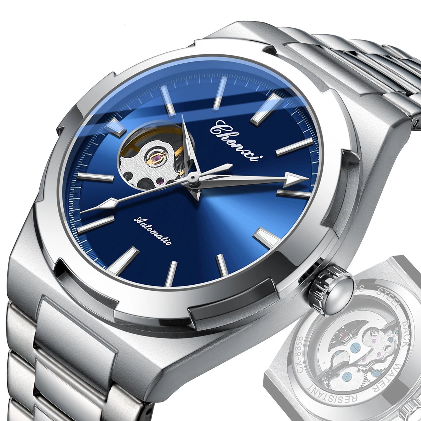 Men's Fully Automatic Mechanical New Trend Steel Strip Business Hollow Waterproof Male Fashion Wristwatches High End Gifts