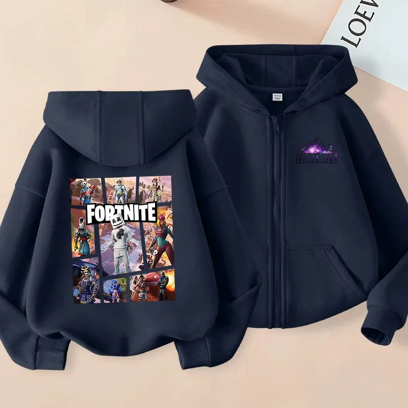 Kid Outdoor Jacket Cartoon FORTNITED Girl Boy Sweatshirt Coat High-Quality Thin Windbreaker Girl Autumn Zip Jacket Clothing Tops
