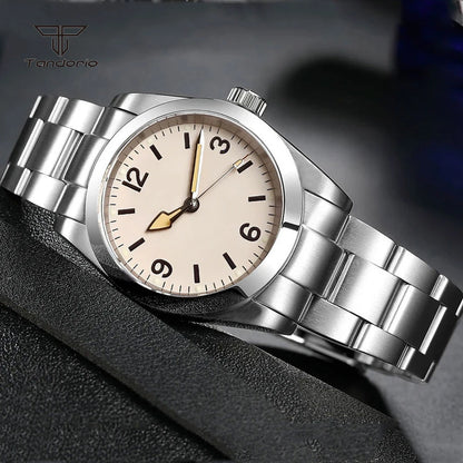 Tandorio Mechanical Automatic 36mm/39mm Explorer Style Watch Sapphire Glass Miyota 8215 or PT5000 Men's Wristwatch Glide Clasp