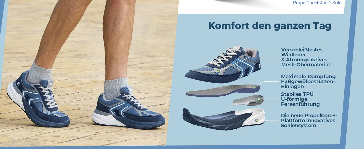 Fittington Wide Shoes for Men Casual Walking Sneakers Orthopedic Arch Support for Plantar Fasciitis Neuropathy