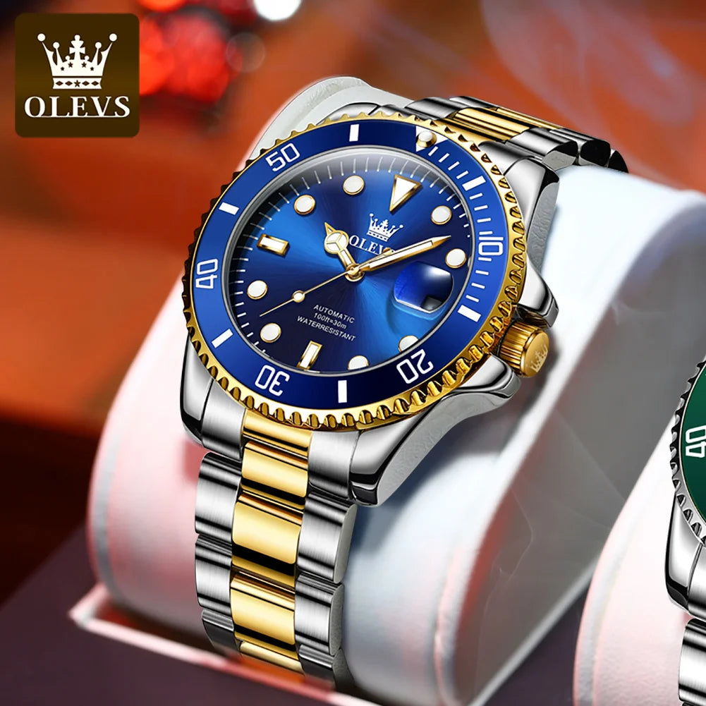 OLEVS Watches Man Fashion Luxury Automatic Mechanical Watch Waterproof Luminous Date Men's Watch Waterproof Luminous Box Gift
