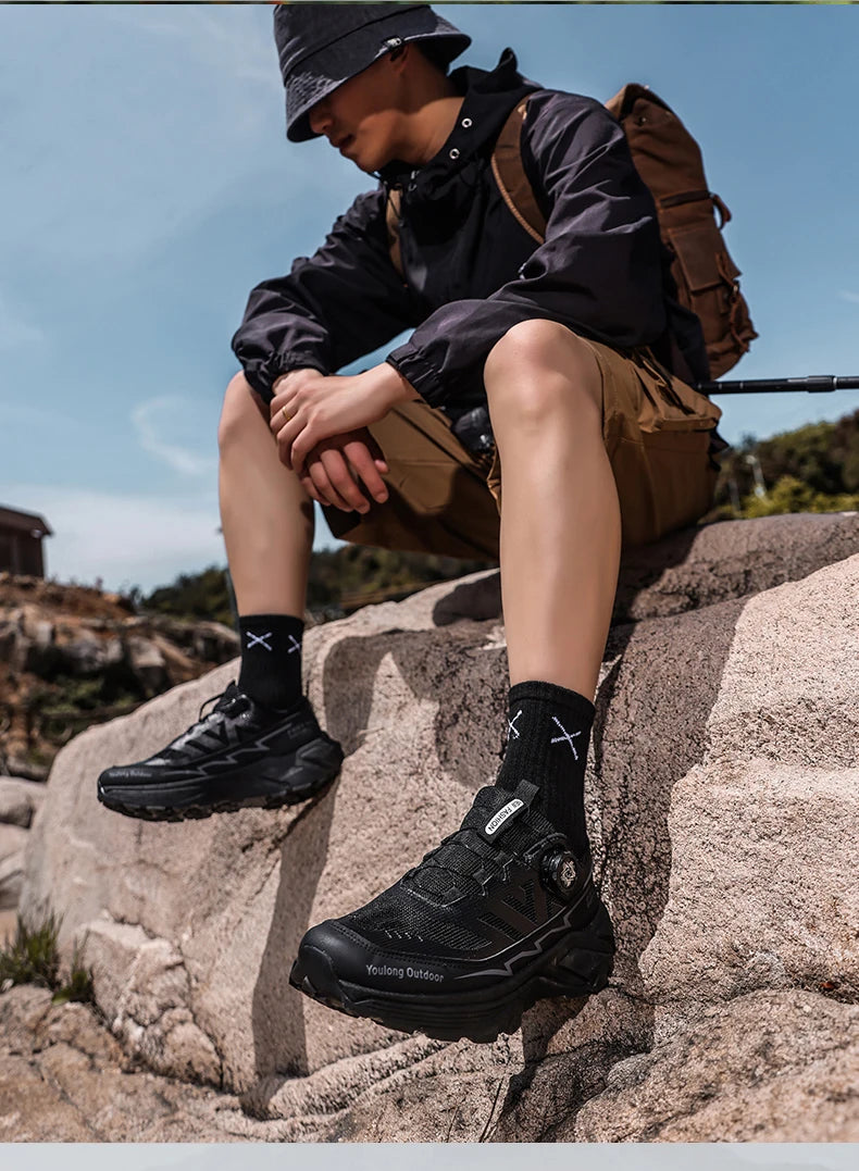 Zapatillas de senderismo transpirables para hombre — Hebilla giratoria, suela antideslizante