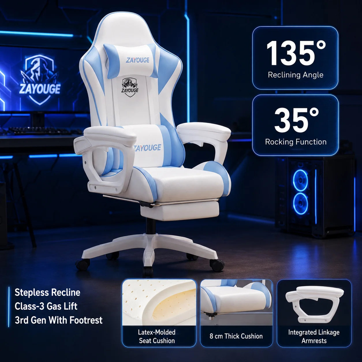 AOLIVIYA Gaming Reclining Office Chair Home Computer Rotating Lifting Backrest Internet Cafe E Sports Game Seat With Footrest