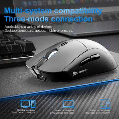 SMAILWOLF RS7 Bluetooth kabellose Gaming-Maus mit drei Modi, PAW3311, Makro-Gaming-Maus für Laptop, Gaming und Büro