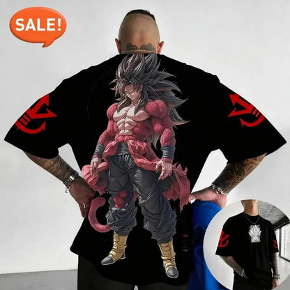 Summer Dragon Ball Retro Anime T-Shirt Men's Super Saiyan4 Goku Casual Loose Sports Daily Short Sleeve Crew Neck Relaxed FitTee