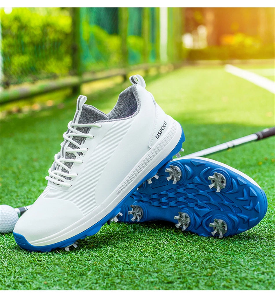 Lersure golfski čevlji za moške, vodoodporni golfski čevlji s špicami, profesionalna protizdrsna golfska obutev, športni copati, luksuzni športni čevlji