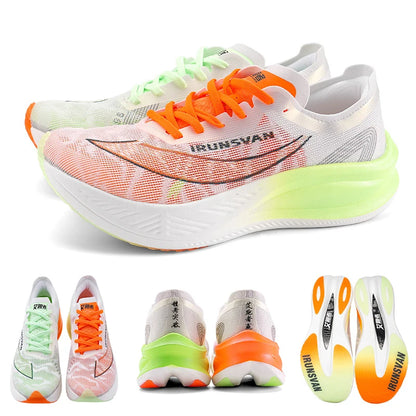 IRUNSVAN Scarpe da corsa professionali da maratona da uomo con piastra in carbonio in nylon, scarpe sportive da strada, scarpe da ginnastica leggere da donna, sneakers sportive