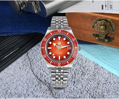 San Martin 40mm Men's Luxury Diver Watch Miyota 9015 Enamel Sunburst Dial Automatic Mechanical Wristwatch Waterproof 200m SN0148
