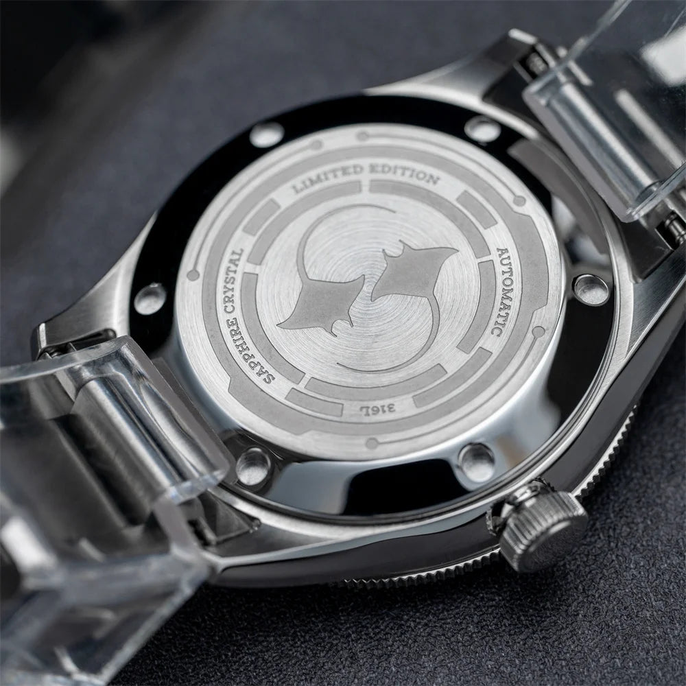 Proxima PX1697 39mm Men Watch White Enamel Dial Bubble Sapphire PT5000 SW200 Automatic Mechanical Vintage Watches 20Bar Luminous