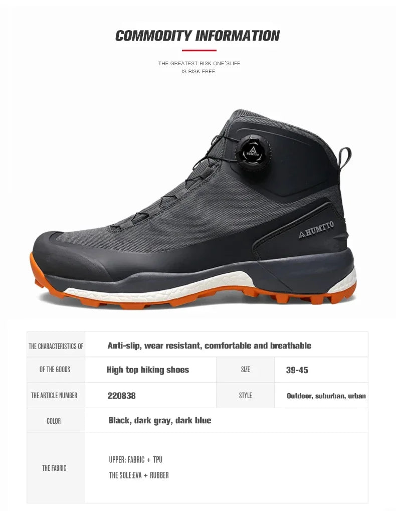 Pantofi din piele HUMTTO pentru bărbați, pentru iarnă, camping și activități în aer liber, pantofi sport pentru bărbați, bocanci de trekking respirabili, adidași antiderapanti pentru drumeții