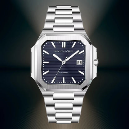 2025 Specht & Söhne Men's Classic Cubic Automatic Mechanical Watch 50M Waterproof Luminous Sapphire Crystal Reloj Hombre 41MM