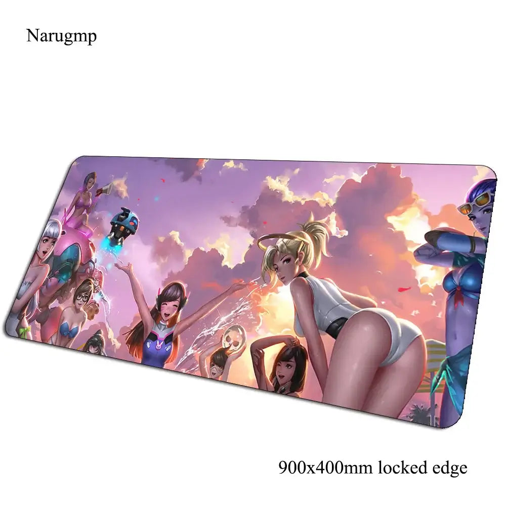 Tappetino mouse Overwatch regalo di compleanno, tappetino per computer 900x400x3mm, mousepad gaming grande, tappetino per mouse e tastiera per giochi PC gamer da scrivania