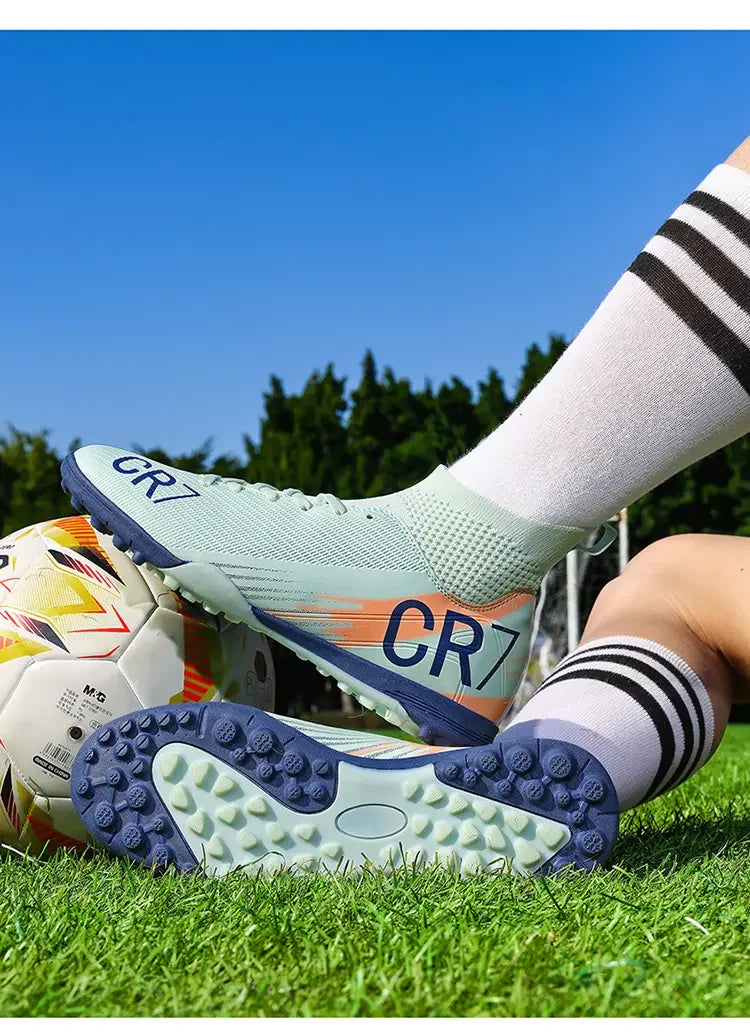 Chaussures de football montantes pour hommes, nouveau design, crampons longs, chaussures de foot d'extérieur